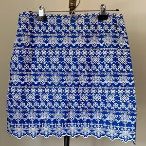 Blue and White Embroidered Women's Skirt